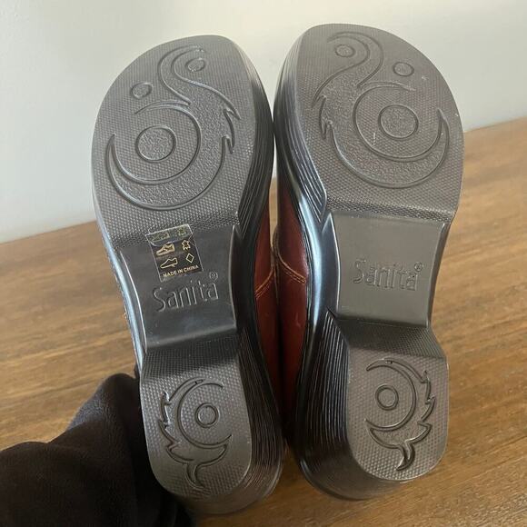 Sanita Professional Nicky Suze Brown Leather Clogs with Buckle- Size EU 38 US 7 - Picture 7 of 11